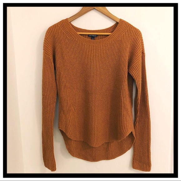 [express] Camel Crew Neck Shaker Knit Sweater - Picture 2 of 2